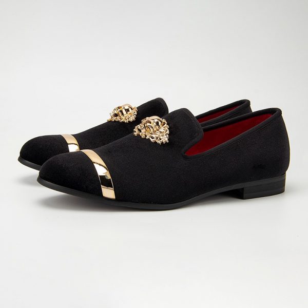 Men's velvet formal loafers slip-on shoes for prom or formal events. Elegant and comfortable design.