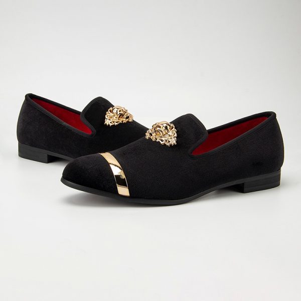 Men's velvet formal loafers slip-on shoes for prom or formal events. Elegant and comfortable design.