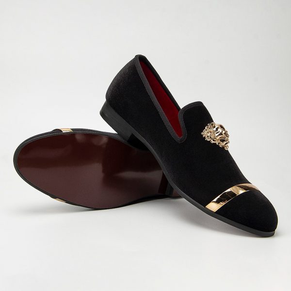 Men's velvet formal loafers slip-on shoes for prom or formal events. Elegant and comfortable design.
