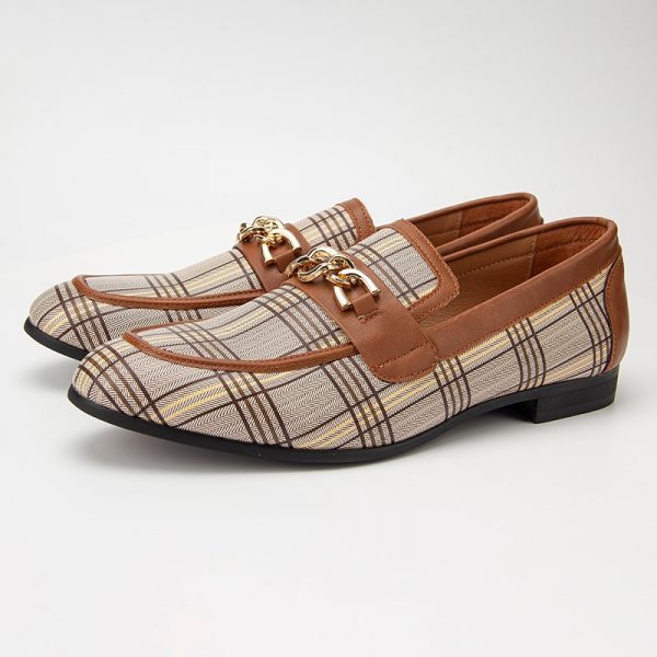 Brown Leather Shoes For Men Slip-On Dress Loafers - Image 5