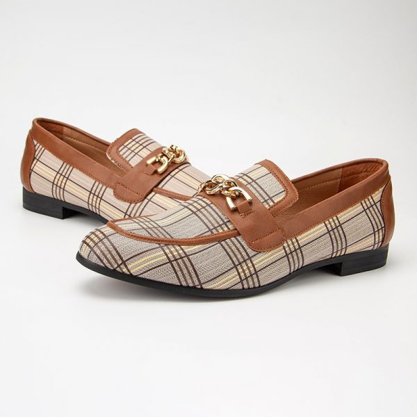 Brown Leather Shoes For Men Slip-On Dress Loafers - Image 4