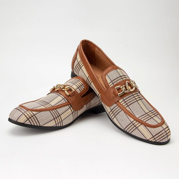Brown Leather Shoes For Men Slip-On Dress Loafers - Image 2
