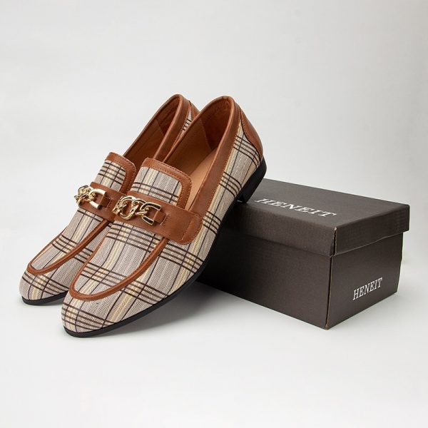Brown Leather Shoes For Men Slip-On Dress Loafers