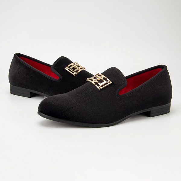 Men’s velvet slip-on dress loafers with cushioned insole, perfect for formal events, weddings, and business wear.