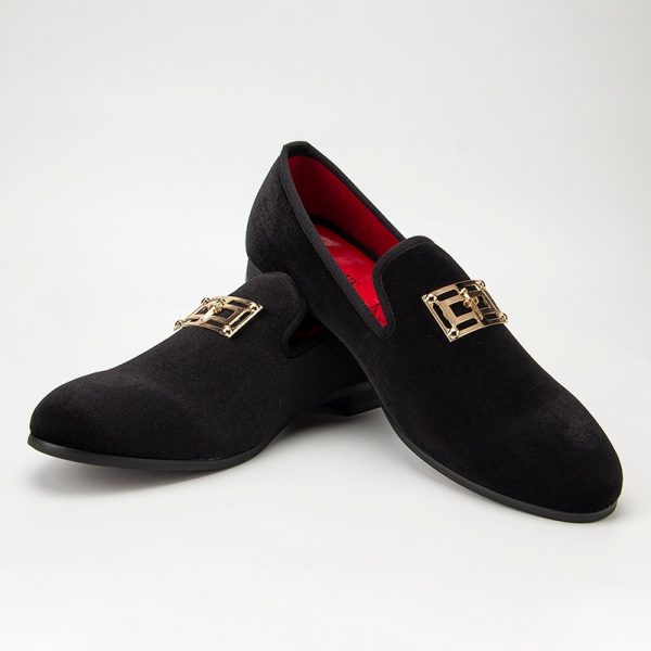 Men’s velvet slip-on dress loafers with cushioned insole, perfect for formal events, weddings, and business wear.